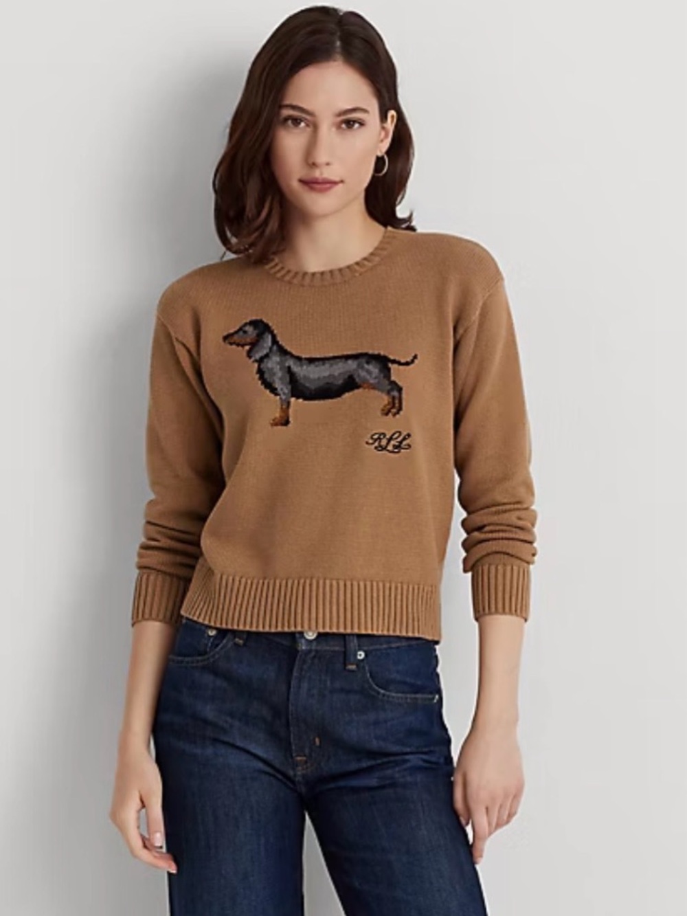 Lauren Ralph Lauren intarsia knit dachshund cotton dog sweater